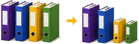 Four big folders become two big folders for important documents and two compact ones