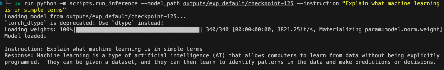 Fine-tuned Gemma 3 1B Inference Result
