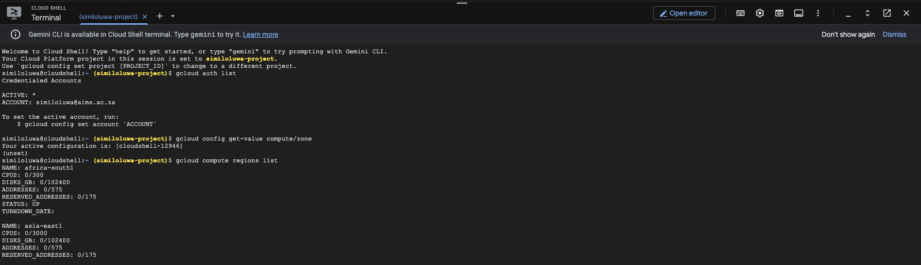 GCP cloud shell