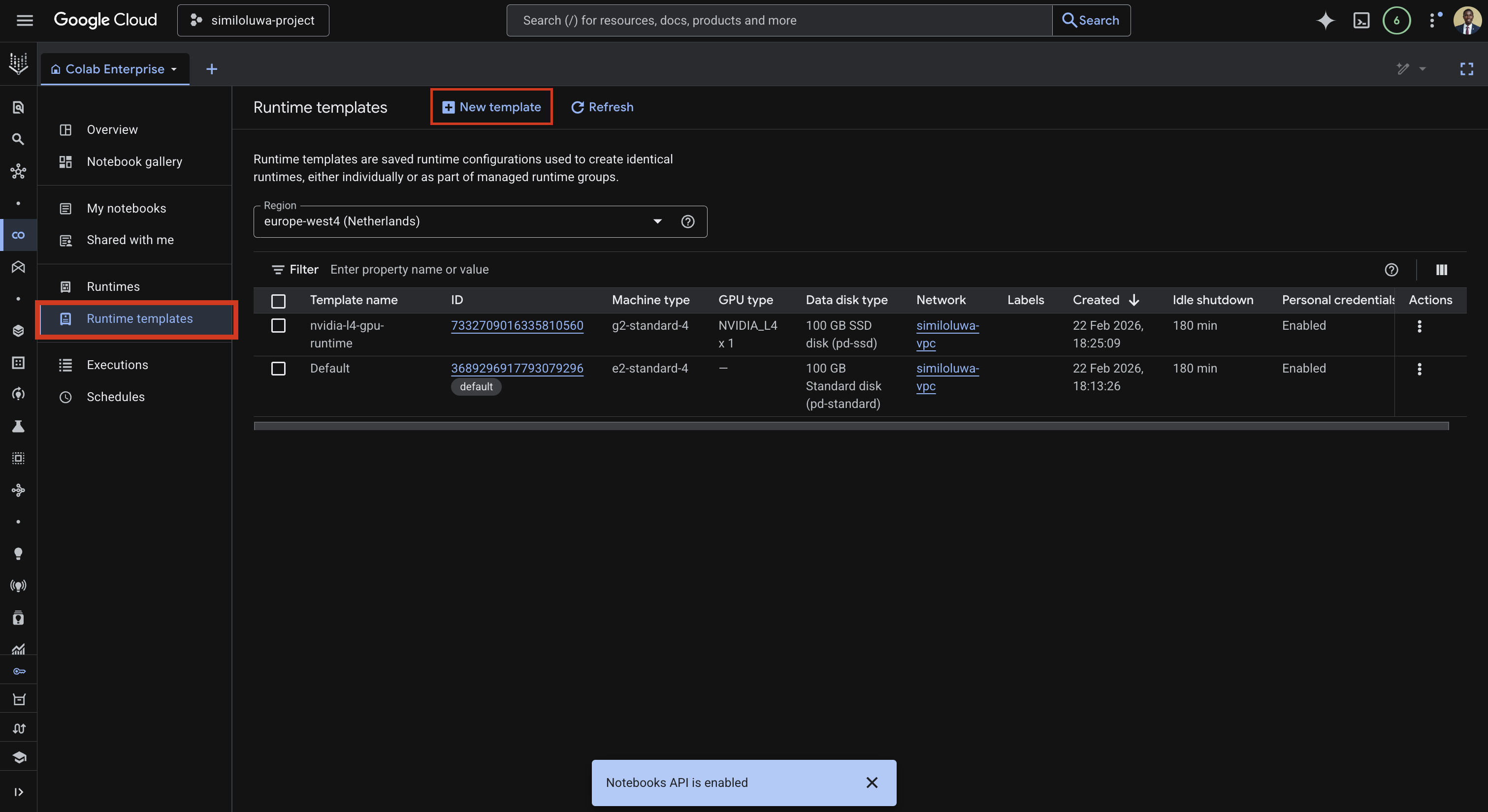 Colab Enterprise page