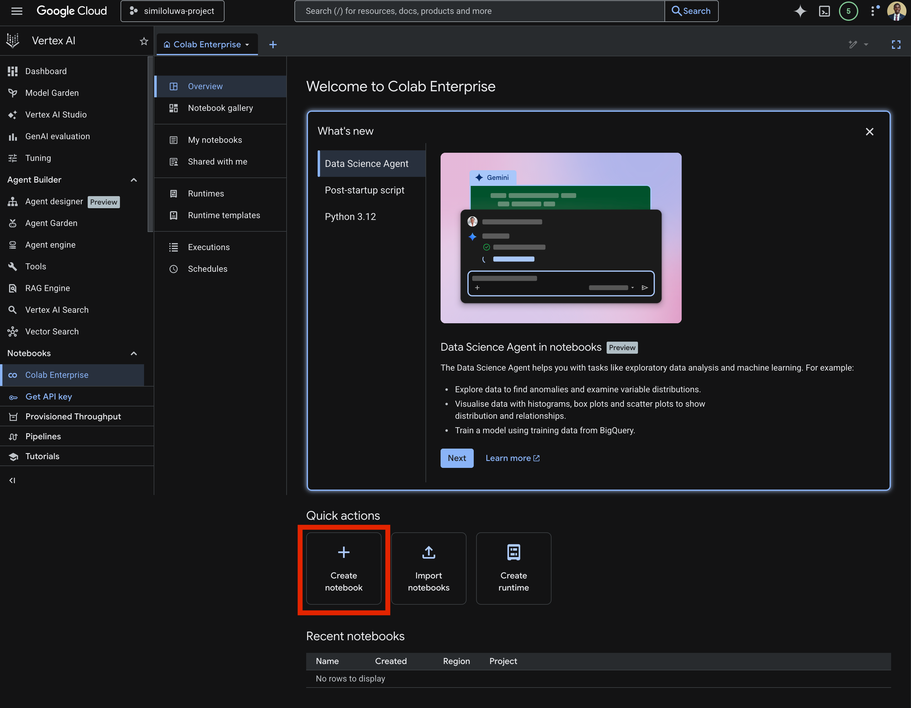 Create a new notebook