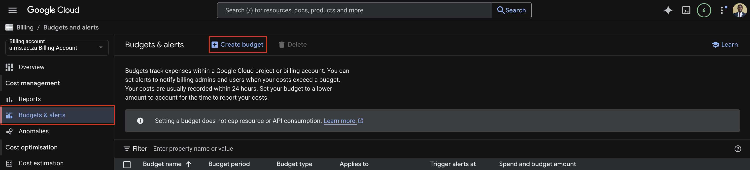 Create budget