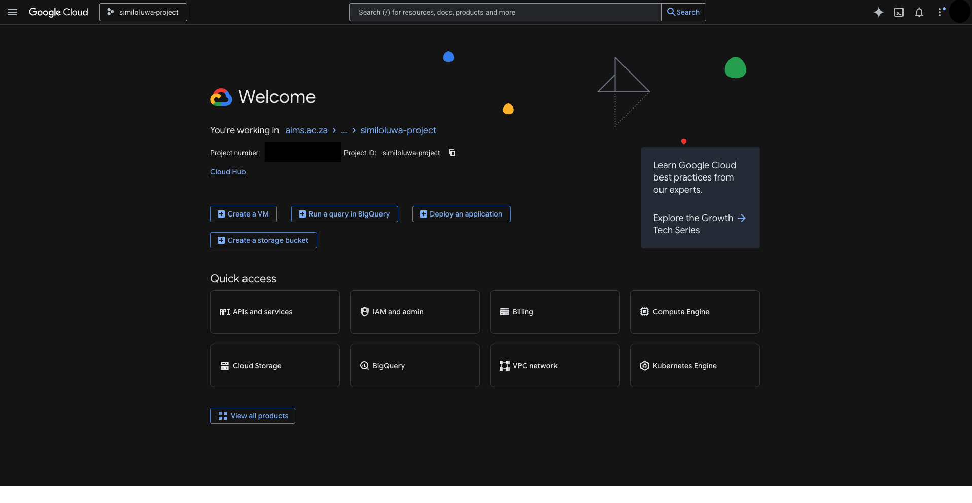 GCP console overview