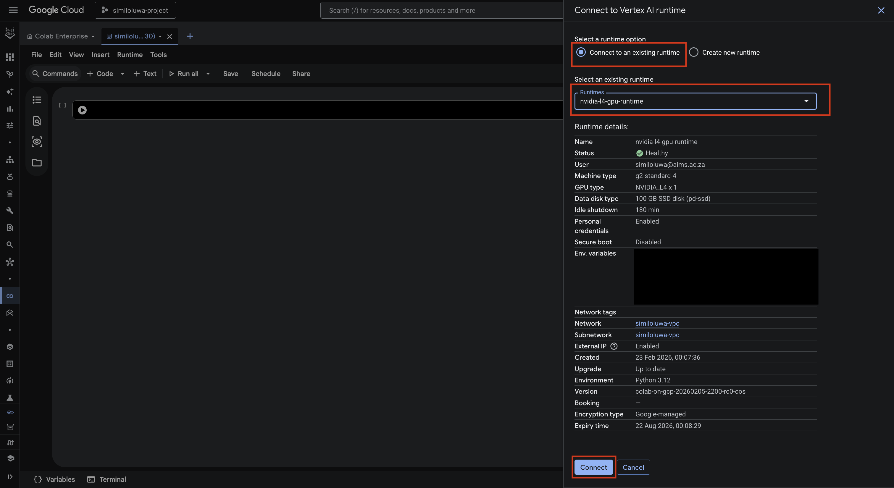 Connect to a runtime dialog