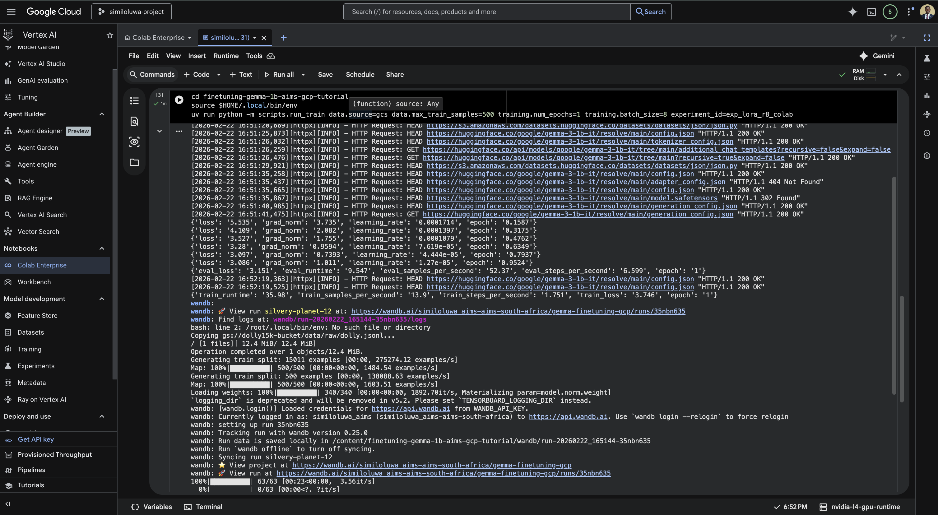 Run the training script