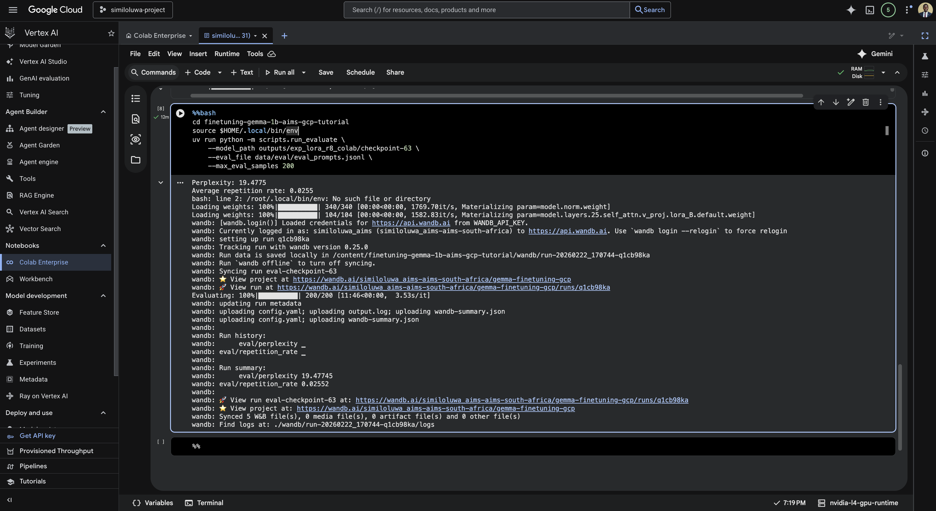 Run the evaluation script