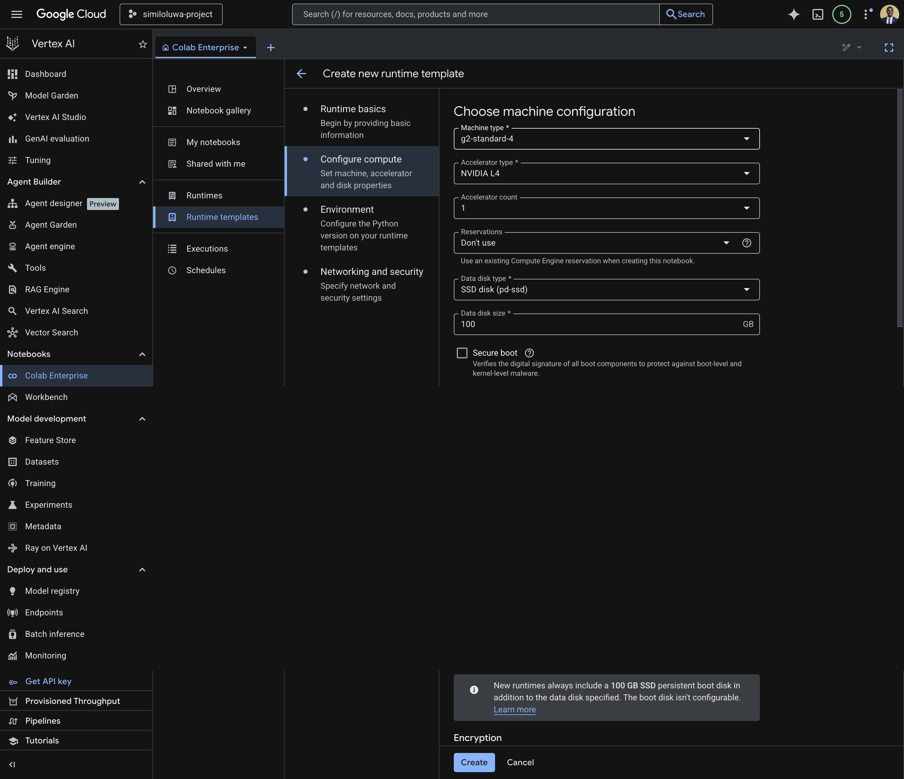 Configure runtime template machine configuration