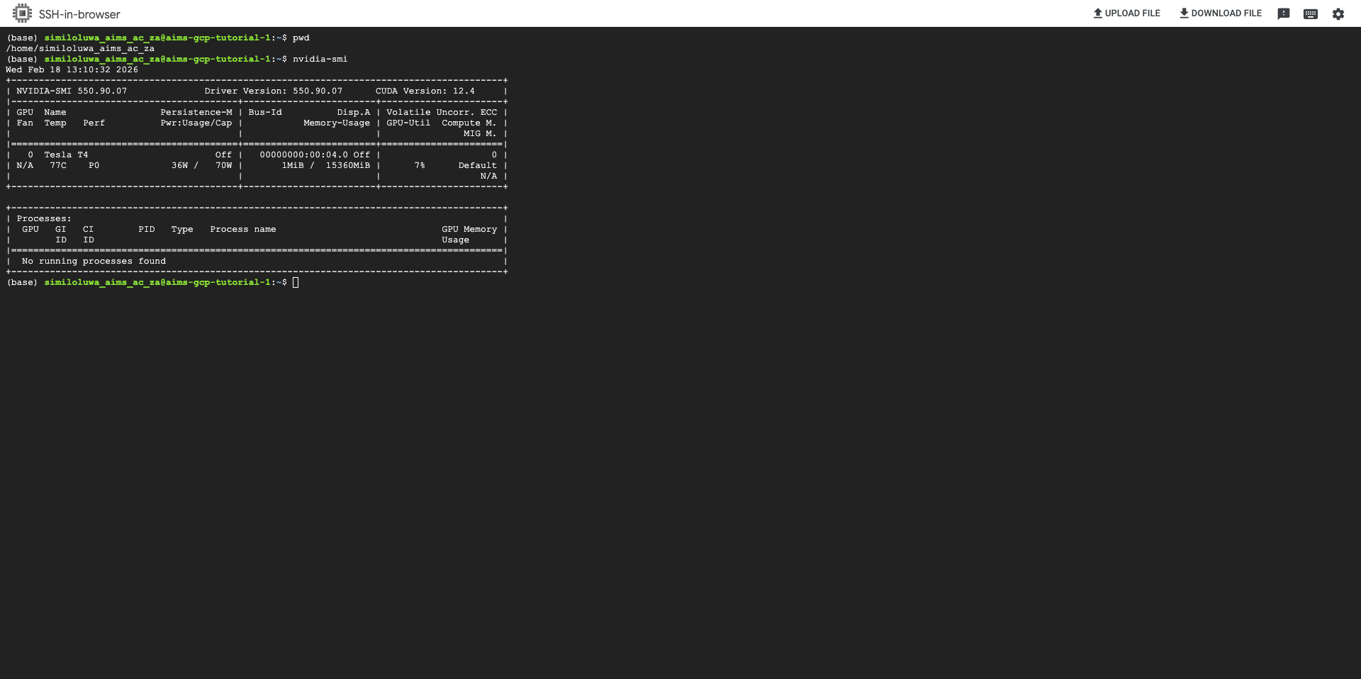 GCP Console SSH-in-Browser Terminal